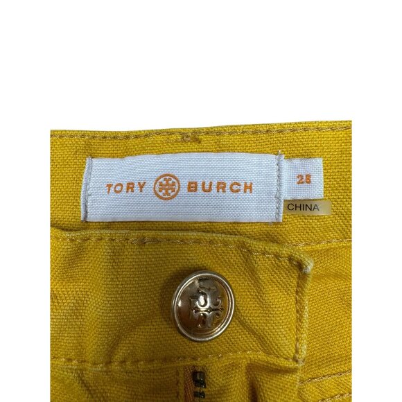 Tory Burch Yellow Flare Leg Jeans Size 28 C0132 - Picture 10 of 13